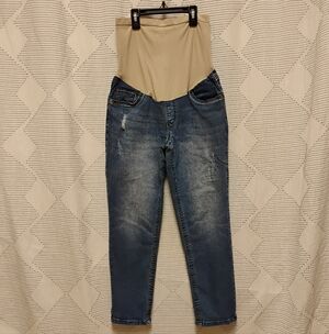 Indigo Blue Maternity Jeans Secret Fit Belly Women's Size Medium Y2K Distressed